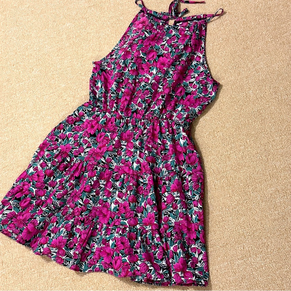 Floral Sleeveless dress - L - lightweight easy summer dress